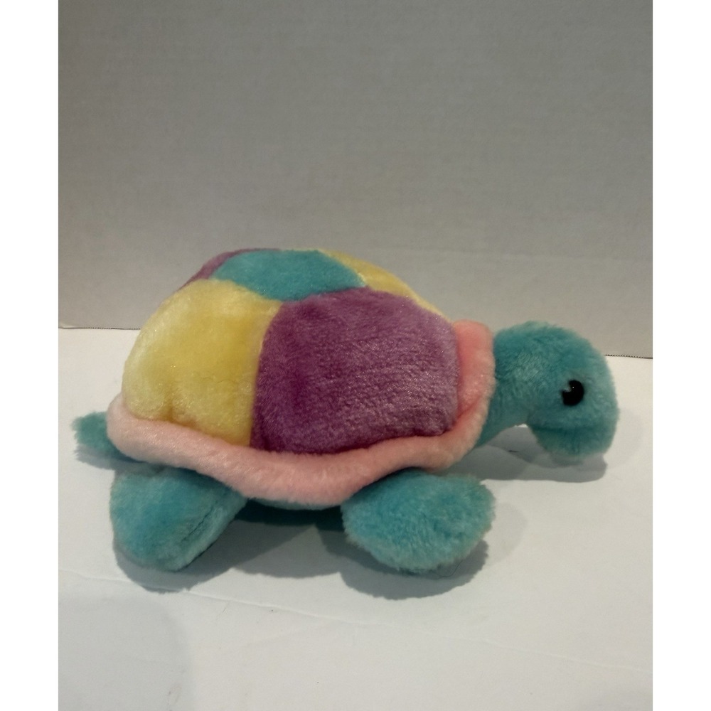 VTG 1987 Commonwealth Pastel Rainbow Sea Turtle Plush Stuffed Animal HTF RARE